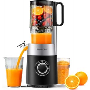Ulteronixshop-Extracteur de Jus slow Juicer Extracteur de Jus de Fruits et L&eacute;gumes avec | Ouverture de Remplissage de 135 mm | Volume 1,8 L | 2 Tasses | Presse-Jus &eacute;lectrique Noir Argent - Neuf