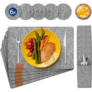 Eryi-Set De Table, Set De Table Lavable, Dessous De Table En Feutre Résistant À La Chaleur, Sets De Table Adaptés Pour La Table À Manger Et Les Fêtes, 18 Pièces - Neuf
