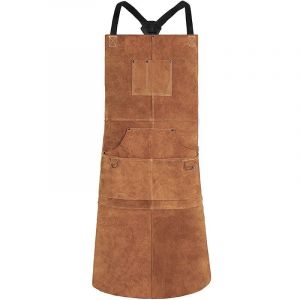 Des Hommes En Cuir De Soudage Tablier, Résistant À La Chaleur De La Peau De Vache Tablier De Cuir, Idéal Pour Les Forgerons, Les Bricoleurs, Les Soudeurs Et Les Charpentiers (1 Paquet) - Neuf