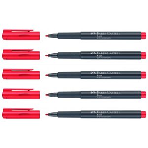 Faber-Castell Lot De 5 Marqueurs Neon Fluo 1,5mm Couleur Rouge - Neuf