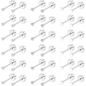 Kalanka-18 Paires Petites Boucle D'oreille Acier Inoxydable Hypoallerg&eacute;nique Lot Boucles D'oreilles Femme Argent Or Boucles D'oreilles Cartilage Zircon Balle Clou D'oreille Piercing Bijoux 2/3/4mm - Neuf