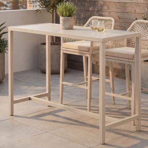 Table Haute Hwc-P91, Table De Jardin, Table De Bar, M&eacute;tal D'ext&eacute;rieur 105 X 130 X 65 CmCr&egrave;me - Neuf