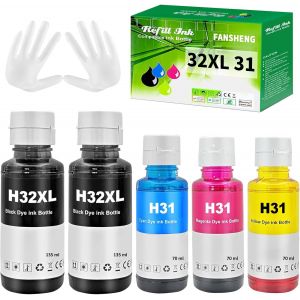 ERYI-32Xl 31 Encre Compatible Avec Hp 32Xl 31 Bouteille D'Encre Multipack Pour Smart Tank 5105 7005 7006 7305 7306 7605; Smart Tank Plus 315 319 455 515 (5 Pack 2Noir/Cyan/Magenta/Jaune) - Neuf