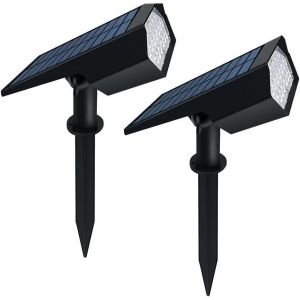 Asfasfq-Lot De 2 Spots Solaires De Paysage Pour Extérieur, 56 Led, Marche/Arrêt Automatique, 3 Modes Et Ip67, Étanches Pour Jardin, Allée, Trottoir - Neuf