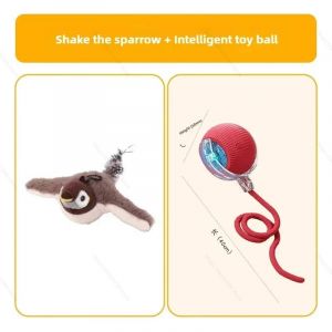 Jouets Interactifs Pour Chat,Oiseau Volant Rechargeable,Jouet Pour Chat,Oiseaux Battants (Pas De Vol),Peut Ajouter Un Jouet En Peluche Activé Par Le Toucher De L'herbe À Chat.Sparrow - Red Ball. - Neuf
