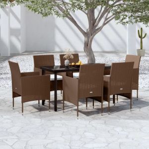 Prolenta Premium - Ensemble &Agrave; Manger De Jardin Coussins 7 Pcs Marron/Noir - Neuf