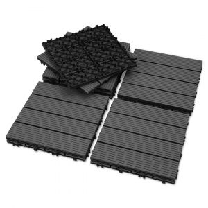 Dalles de Terrasse WPC 30x30 cm, 55 Pi&egrave;ces, Terrasse Ext&eacute;rieure, Anthracite - Neuf