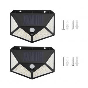Hjlian Lot De 2 Lampes Murales Solaires D'exterieur A 100 Led, Etanches, A Induction Infrarouge, Pour Le Corps Humain - Neuf