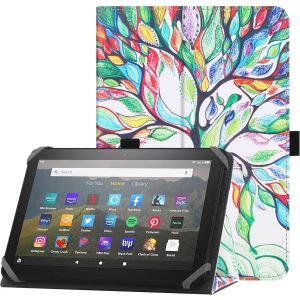Étui Universel Pour 7-8 Pouces Tablette Fire Hd 8 2020/2022 & Fire Hd 8 Plus 2020/2022 Avec Support Folio Et Dragonne Housse De Protection Pour 7""-8"" Samsung Android Tablette - Arbre.[F1480] - Neuf