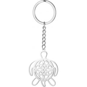 Kal-Porte-Clés Tortue Celtique En Acier Inoxydable Pendentif Totem Animal Ajouré Amulette De Tortue Marine Bijoux Mixte - Neuf