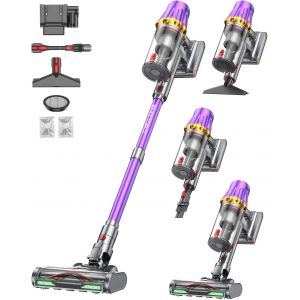 H9 Aspirateur Balai sans Fil 58Kpa/650W/80Min, Aspirateur sans Fil Puissant, Écrans Tactiles LED, Autoportant, Brosse Anti-Enmêlement Améliorée pour Les Poils d'animaux/Tapis/Sols Durs, Violet - Neuf