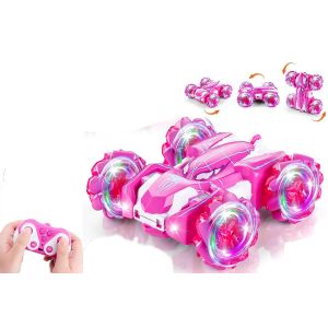 Voiture araign&eacute;e t&eacute;l&eacute;command&eacute;e avec lumi&egrave;res LED, rotation &agrave; 360&deg;, 4x4 tout-terrain - Rose - Neuf