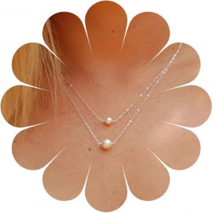 Kal-Boho Layered Pearl Collier Argent Perle Pendentif Simple Perle Choker Colliers Cha&icirc;ne Pendentif Bijoux Accessoires Pour Femmes Et Filles (Argent) - Neuf