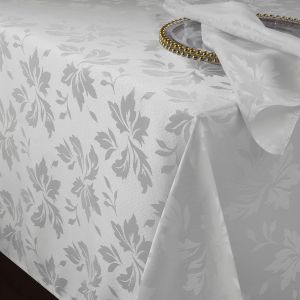 Grande Nappe Rectangulaire Blanche 150x300cm, Design Chic En Jacquard Floral,Résistante À L`Eau Et Aux Taches, Pour Réceptions Élégantes,Fêtes De Noël Et Dîners Intimes,Hotel,Restaurant - Neuf