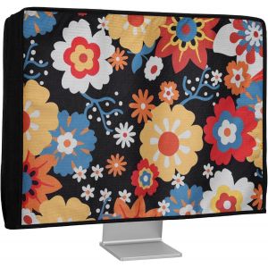 Housse &Eacute;cran Ordinateur Compatible Avec 20-22" Moniteur Housse &Eacute;cran Ordinateur - Protection D'&Eacute;cran Pc Moniteur En Lin - Orange-Rouge-Blanc - Neuf