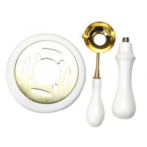 Ensemble De Tampons De Sceau De Cire,Four &Agrave; Laque,Po&ecirc;le &Agrave; Bois Massif,Fournitures De Sceau De Peinture Au Feu,Cuill&egrave;re &Agrave; Cire,Pot De Fusion De Cire Artisanal,3 Pi&egrave;ces - Type A3 - Neuf