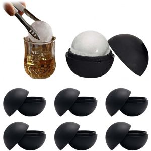 Kal-Lot De 6 Glaçons Ronds En Silicone,Moule À Glaçons Sphérique,Moule À Glaçons Boule, Noir,50 * 50 * 50 Mm,Convient Pour Une Utilisation En Fête,Convient Pour Le Whisky Et Les Cocktails - Neuf