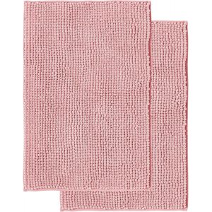 TIANYI-Tapis de Bain Antidérapant en Chenille | Super Absorbant et Lavable en Machine | pour la Salle de Bain, Douche, Baignoire ou comme Tapis WC | Rose - 50x80 cm (2pcs) - Neuf