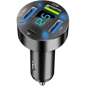 4 Ports Allume Cigare Usb C, 50W Qc3.0&Pd Chargeur Allume Cigare Rapide, Prise Chargeur Voiture Usb C Avec Led Voltm&egrave;tre Pour Iphone,Samsung, Ipad Airpods - Neuf