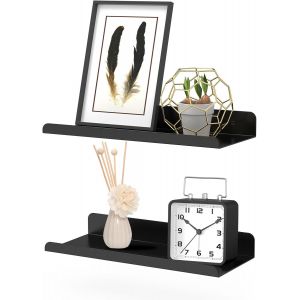 CAUC-2 Pi&egrave;ces Petite &Eacute;tag&egrave;re Flottante Murale Metal 28 CM, Moderne Etagere Murale Salle de Bain, Etag&egrave;re Flottante Cuisine, &Eacute;tag&egrave;re Murale Noire pour Salon, Cuisine, Salle de Bain, Chambre - Neuf