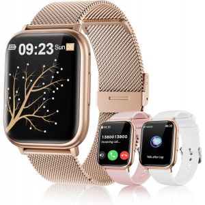 New Montre Connectée Femme Avec Appel Bluetooth, 1,83"" Hd Watch Cycle Menstruel Spo2 Moniteur De Sommeil Sports Ip68 Cardiofréquencemètre Fitness Tracker Pour Ios Android Or Rose - Neuf