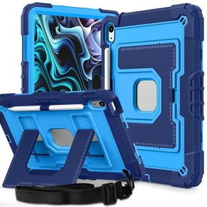 Housse En Silicone Pour Ipad 11"" (11e Et 10e Génération) Avec Bandoulière - Bleu Marine Bleu - Neuf