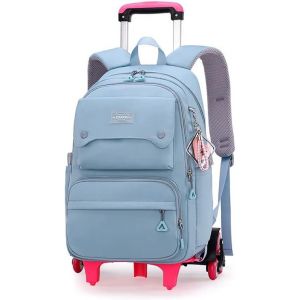CHECARZHN--NO1-Cartable A Roulette Fille, 16 Pouces Légers Sac A Roulette Fille Primaire, Détachable Cartable Roulettes Enfant Pour Voyages Scolaires, 7-12 Ans, Bleu - Neuf