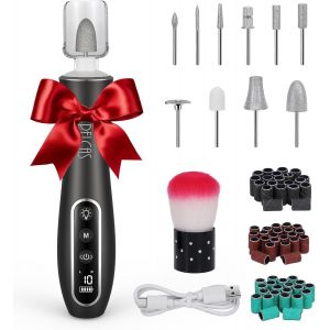 10 Vitesses Ponceuse pour Ongles, 70Pcs Limes à Ongle Electrique avec Écran LCD et Lumière LED, Portable Kit de Manucure Pédicure pour Salon et Maison - Neuf