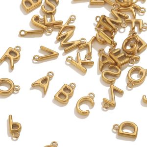 Breloques En Forme De Lettre A-Z En Acier Inoxydable, 10 Pi&egrave;ces, Pour Collier, Bracelet, Lettres Initiales De L'alphabet Anglais, Pendentifs, Fabrication De Bijoux, Vente En Gros-Argent-A - Neuf
