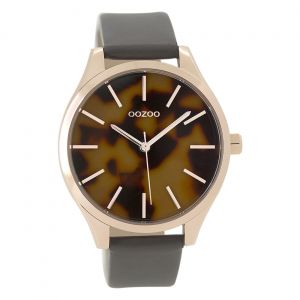 Montre-Bracelet Analogique Grise Mate Pour Femme «&nbspoozoo &nbsp» Avec Bracelet En Cuir Uoc9504a - Neuf