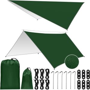 Lbgwp60-Camping Bâche 3x3m, Tarp Imperméable, Anti-Pluie, Tarp Bivouac Avec Oeillets, Tente Parasol Abri De Survie Tous Temps Pour Extérieur, Bivouac, Randonnée, Trekking, Hamac, Auvent Van Fourgon - Neuf
