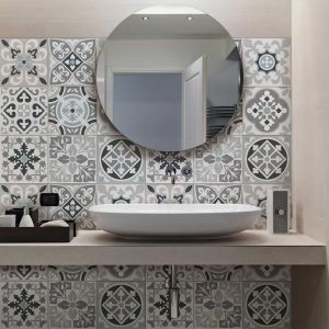 Eryi-- Autocollants Carrelage Salle De Bain Et Cuisine 24 Pcs 10x10 Cm - Ps00094 Décoration Murale En Carrelage Mosaïque Pvc Imperméable Style Carreaux De Ciment Azulejos - Neuf