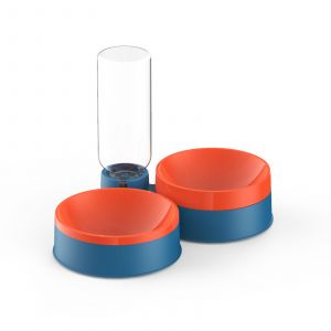 Hjlian Fontaine A Eau Automatique Pour Chien Et Chat, Bol Double Integre, Rond, Bleu - Neuf