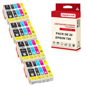 NOPAN-INK - x20 Cartouches compatibles pour EPSON T26 XL T26XL (Ours) compatibles EPSON Epson Expression Premium XP-510 XP-520 XP-600 XP-605 XP-610 X - Neuf