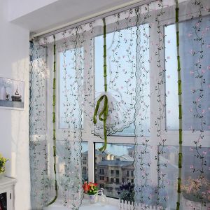 Hjlian Rideaux En Tulle Et Chrysantheme Transparents Pour Decoration De Fenetre De Salon (80 X 200 Cm) - Neuf