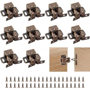 (Bronze Antique)10 Pcs Double Rouleau Attraper butée de Porte,Double Rouleau Placard Attraper Matériel Caravane Loquet de la Porte,Armoire Armoire Armoire Arrêt de Porte avec 40 - Neuf
