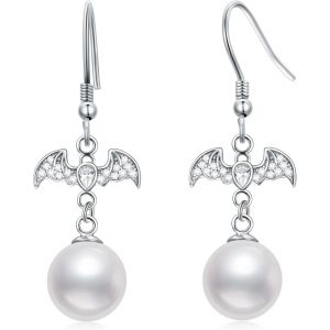 Senior-Boucles D'oreilles En Forme De Noeud Et De Chauve-Souris En Argent Sterling, Doré/Or Rose, Perles D'imitation Pour Femme, Argent[L2312] - Neuf