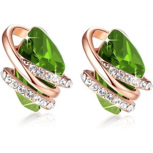 Tianyi-Pierre De Souhait Boucles D'oreilles Avec Cristaux De Pierre De Naissance, Plaqu&eacute; Or Rose 18 Carats Ou Argent&eacute; - Neuf