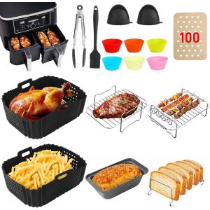 Ninja - Lot de 21 accessoires de friteuse à air chaud - Pour Ninja SL400EU AF400EU AF300EU AF500EU et autres 7,6-10,4 L COSORI/Cookwise/Tour Dual Zone Air Fryer - Neuf