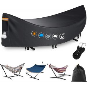 Housse de hamac imperm&eacute;able et r&eacute;sistante 420D pour ext&eacute;rieur, protection contre la poussi&egrave;re respirante avec grille d'a&eacute;ration, bande imperm&eacute;able, 3 boucles coupe-vent, housse universelle pour hamac - Neuf