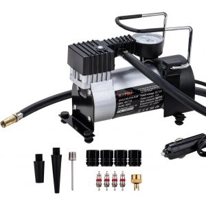 MEVRONISSHOP-KATSU Compresseur d'air portatif 12V DC 14A 150PSI gonfleur pneus Voiture + 3 adaptateurs de buse - Neuf