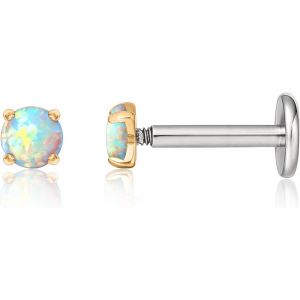 18g Titane Piercing Tragus,2pcs Piercing Labret Lèvre Bouche Avec Cz Opale,Filetage Intérieur Piercing Oreille Cartilage,Piercing Pour Nombril Langue Sourcil Septum Nez Oreille.[X1708] - Neuf