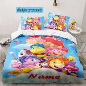 Parure De Lit 3 Pieces Avec Nom Personnalisé Dinosaure Housse De Couette Fermeture Comprend 1 Housse De Couette 2 Taies D'oreiller, Housse De Couette Douce Et Confortable Pour Tout - Neuf