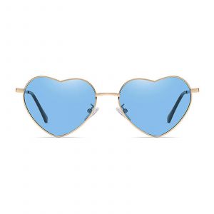 Coeur Lunettes De Soleil Femmes Cadre En Métal Polarisé Tendance Mignon En Forme De Coeur Lunettes De Soleil Uv400 Protection,Bl - Neuf