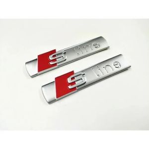 2 x Audi S Line M&eacute;tal Embl&egrave;me Agrent Mat Logo Autocollant Sline badge embl&egrave;me - Neuf