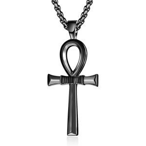 Ankh Pendentif En Argent 925 Copte Avec Croix &Eacute;gyptienne Ankh Cha&icirc;ne De Protection Bijoux &Eacute;gyptiens Cadeaux Pour Homme Avec Cha&icirc;nes Rolo De 2,5 Mm 22"" + 2"",Argent Sterling,Pas De Gemme - Neuf