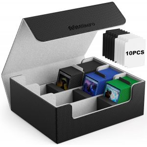 Deck Box Pour Rangement Carte D'une Capacité 1800+,Boite Rangement Carte En Cuir À Fermeture Magnétique,Boite Carte Pour Les Cartes De Collection,Cartes À Collectionner,Cartes De Sport - Neuf