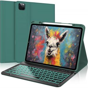 Kalanka-Coque Clavier Pour Ipad Pro 12.9"" (6e/5e/4e/3e) Gen, Azerty Français Clavier Rétroéclairé 7 Couleurs Détachable Sans Fil Bluetooth, Étui Ipad Air 13"" (M3 2025/M2 2024), Vert Foncé - Neuf