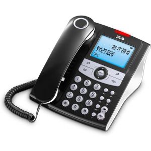 Elegance Id - T&eacute;l&eacute;phone Fixe De Bureau Avec &Eacute;cran &Eacute;clair&eacute;, 2 M&eacute;moires Directes, R&eacute;pertoire T&eacute;l&eacute;phonique, Identifiant De L'Appelant, Mains Libres Et Signal Lumineux D'Appel Manqu&eacute; - Noir - Neuf