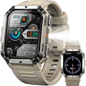Montre Connectée Homme Femme W70Pro, Illumination,Batterie 900 Mah, Écran Tacile 2.01"" Tft, Appel Bluetooth, Cardiofréquence/Spo2, Analyse Sommeil, 100+ Modes Sport,Pour Android/Ios (Kaki) - Neuf